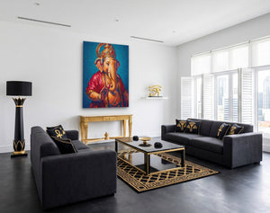 Ganesha Jeweled Crown canvas wall art, room view