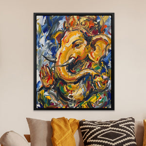 Ganesha Urban Expressionism canvas wall art, room view