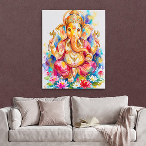Ganesha Watercolor Blooms — Ganesha Watercolor Blooms Reading Couch Burgundy Walls copy 297