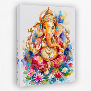Ganesha Watercolor Blooms — Ganesha Watercolor Blooms Portrait Side View Mirror 273