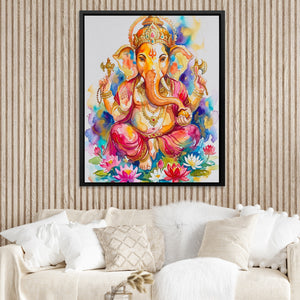Ganesha Watercolor Blooms — Ganesha Watercolor Blooms Boojie Vibe Couch Close Up 9