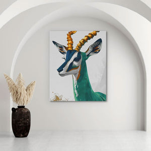 Gazelle's Gaze - Green Wall Art for Living Room