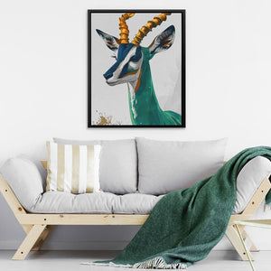 Gazelle's Gaze - Green Canvas Wall Art
