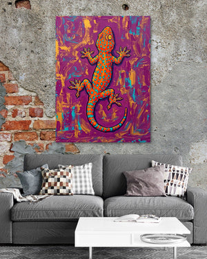 Gecko on Textured Hues - Luxury Wall Art
