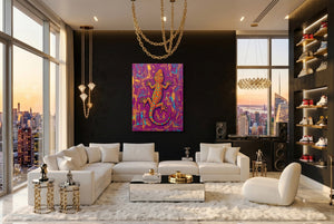 Gecko on Textured Hues - Luxury Wall Art