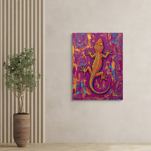 Gecko on Textured Hues - Luxury Wall Art