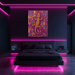 Gecko on Textured Hues - Luxury Wall Art