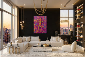 Gecko on Textured Hues โ gecko on textured hues modern living room interior 2 1port flush print