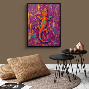 Gecko on Textured Hues โ gecko on textured hues sq brown wallroom 1port framed black