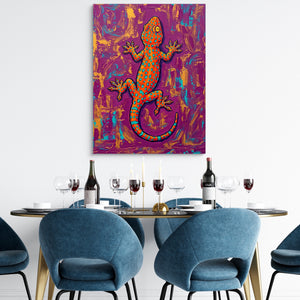 Gecko on Textured Hues โ gecko on textured hues sq dining room tables 1port flush print