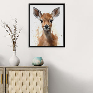 Gentle Fawn - Wall Art in Black Frame