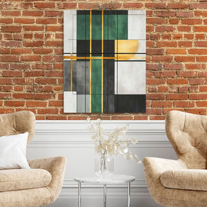 Geometric Gold and Green - Luxury Wall Art
