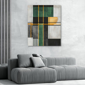 Geometric Gold and Green - Luxury Wall Art