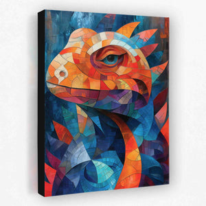 Geometric Lizard - Animals Canvas Wall Art