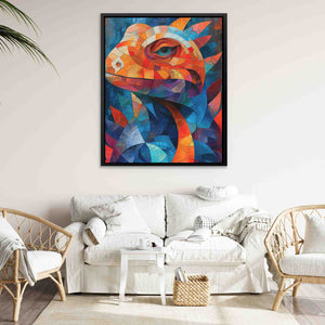 Geometric Lizard - Abstract Blue Canvas Wall Art