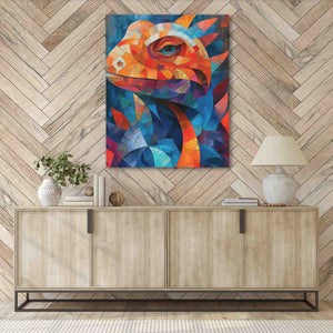 Geometric Lizard - Lizard Wall Art in Black Frame