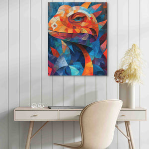 Geometric Lizard - Blue Wall Art