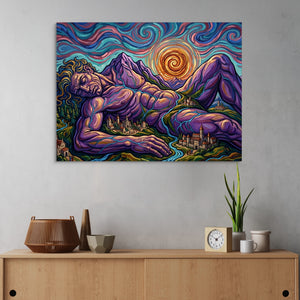 Giant Starry Night โ giant starry night sq land cactus wall 1land flush print