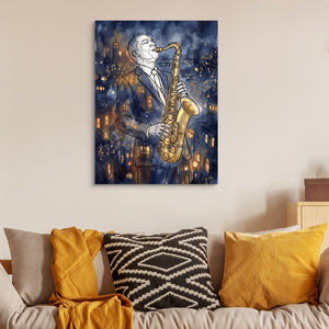 Gilded Line Saxophone Jazz Night - Luxury Wall Art