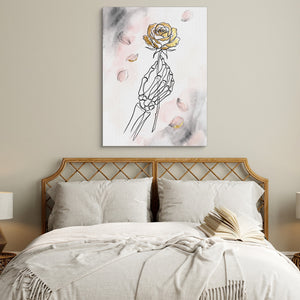 Gilded Skeleton Hand Rose Minimal โ gilded skeleton hand rose minimal sq white bedroom 1port flush print