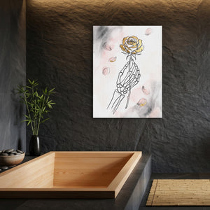 Gilded Skeleton Hand Rose Minimal โ gilded skeleton hand rose minimal sq bamboo bathroom 1port flush print