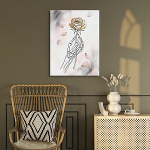 Gilded Skeleton Hand Rose Minimal โ gilded skeleton hand rose minimal sq chair wall v2 1port flush print