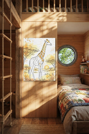 Giraffe Golden Sunrise โ giraffe golden sunrise p bedroom with loft area 1port flush print