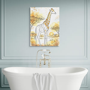 Giraffe Golden Sunrise โ giraffe golden sunrise sq luxury bathroom wall 1port flush print