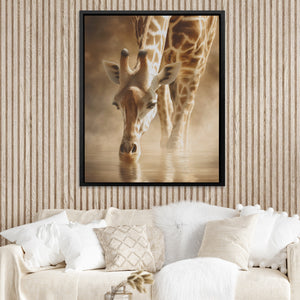 Giraffe Waterhole Drinking — Giraffe Waterhole Drinking Boojie Vibe Couch Close Up 22