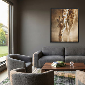 Giraffe Waterhole Drinking — Giraffe Waterhole Drinking Golf Course House Port 118