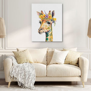 Giraffe With Flowers - Luxury Wall Art