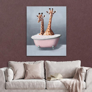 Giraffes In The Bath - Luxury Wall Art