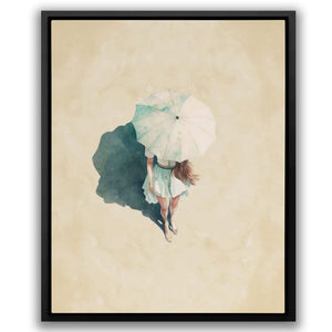 Girl on the Beach - Feminine Wall Art in Black Frame