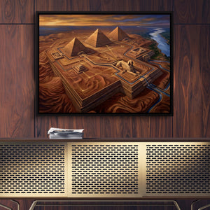 Giza Pyramids Truth โ giza pyramids truth sq gold wood wall 1land framed black