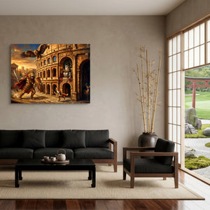 Gladiator's Golden Arena โ gladiator's golden arena sq japanese garden 1land flush print