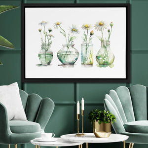 Glass Vases Daisies - Luxury Wall Art