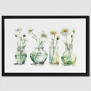 Glass Vases Daisies - Luxury Wall Art