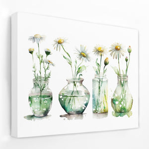 Glass Vases Daisies - Luxury Wall Art