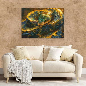 Glowing Gold Snake - Gold Wall Art