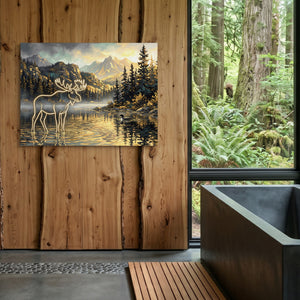 Glowing Moose Lake โ glowing moose lake sq outdoor bathroom log 1land flush print