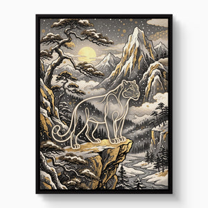 Glowing Puma Mountain โ glowing puma mountain white studio framed black