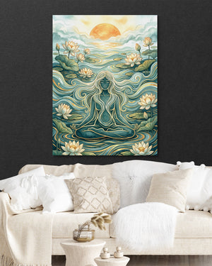 Goddess Flowing Water โ goddess flowing water psd black wall white couch 1port flush print