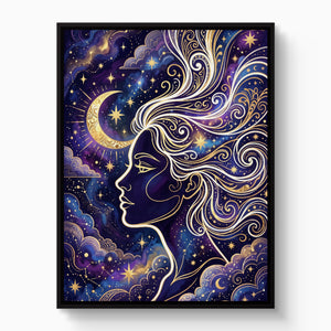 Goddess Golden Night โ goddess golden night white studio framed black