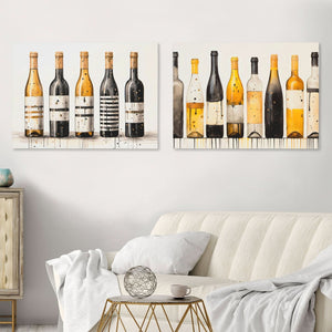 Gold and Black Wine Bottles (2) Set - Luxury Wall Art