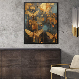 Gold Bee Hive - Black and Gold Insect Canvas Print