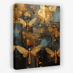 Gold Bee Hive - Abstract Black and Gold Canvas Wall Art