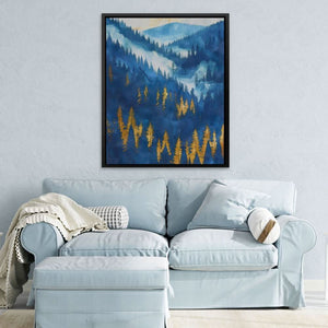 Gold Blue Forest Hills - Blue Canvas Wall Art