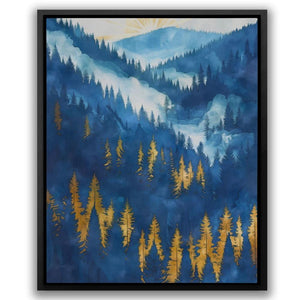 Gold Blue Forest Hills - Large Canvas Print