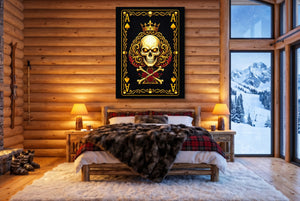 Gold Bones Ace of Spades Card โ gold bones ace of spades card bedroom with fireplace 1port flush print