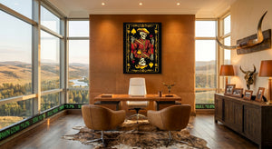Gold Bones Jack of Spades Card โ gold bones jack of spades card office with desk and chairs 1port flush print